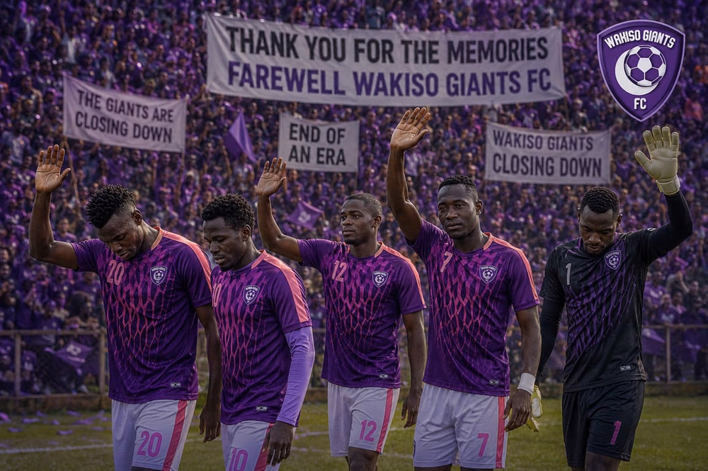 wakiso giants fc team waving goodbye to fans upon closure of club